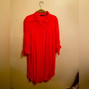 Plus size midi button down shirtdress